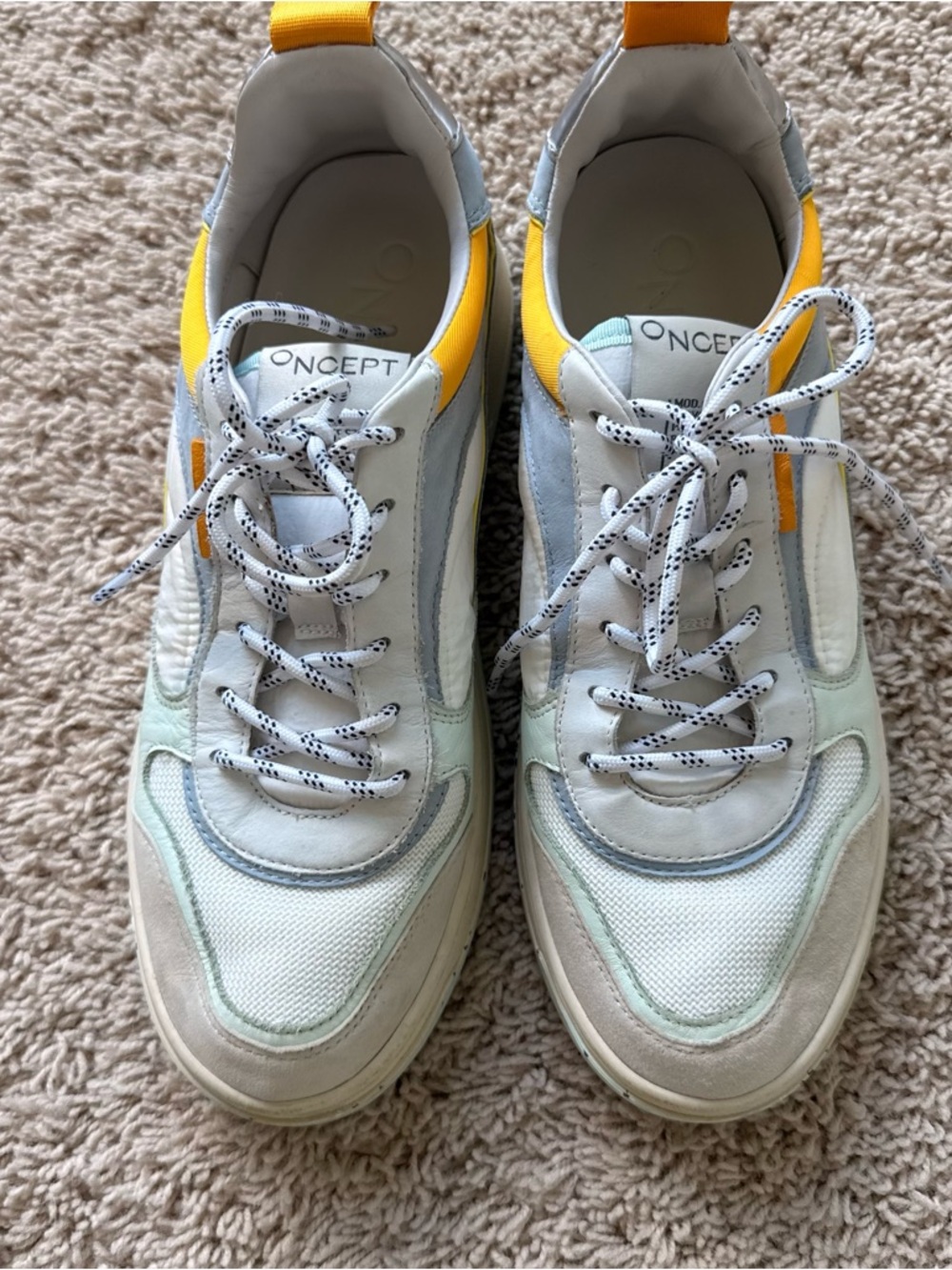 ONCEPT White & Yellow Women's Athletic Sneakers